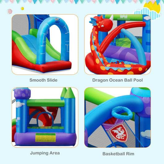 Kids Inflatable Bounce House Dragon Jumping Slide Bouncer Castle at Set Shop and Smile