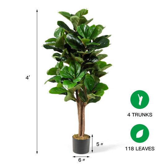4 Feet Artificial Fiddle Leaf Fig Tree Decorative Planter at Set Shop and Smile