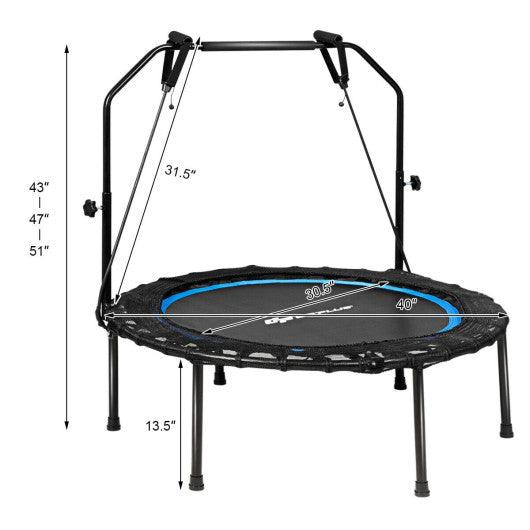 40 Inch Foldable Fitness Rebounder with Resistance Bands Adjustable Home-Blue at Set Shop and Smile