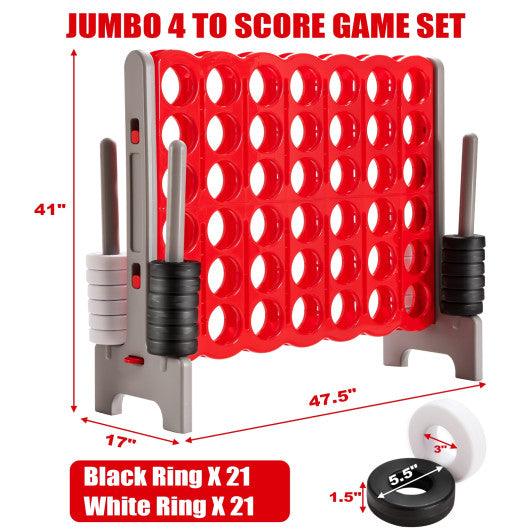 3.5 Feet Tall Jumbo 4 to Score Giant Game Set with 42 Jumbo Rings-Red at Set Shop and Smile