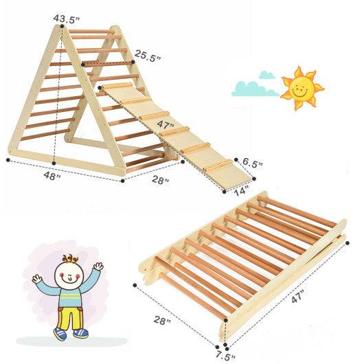 Foldable Wooden Climbing Triangle Indoor with Ladder for Toddler Baby-Natural at Set Shop and Smile