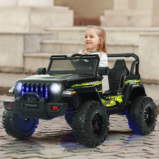 12V Kids Ride-on Jeep Car with 2.4 G Remote Control-Black at Set Shop and Smile