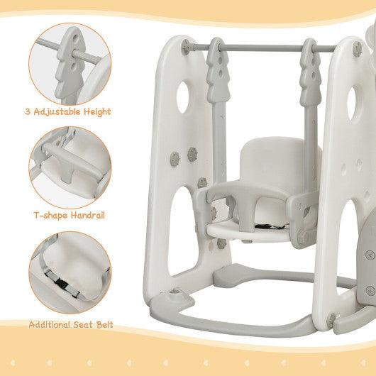 6 in 1 Toddler Slide and Swing Set with Ball Games-White at Set Shop and Smile