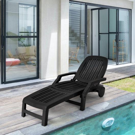 Adjustable Patio Sun Lounger with Weather Resistant Wheels-Black at Set Shop and Smile