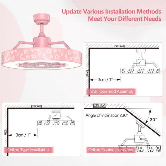 23 Inch Ceiling Fan with LED Light and Remote Control-Pink at Set Shop and Smile