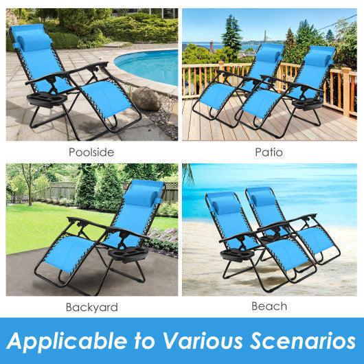 Outdoor Folding Zero Gravity Reclining Lounge Chair-Light Blue at Set Shop and Smile