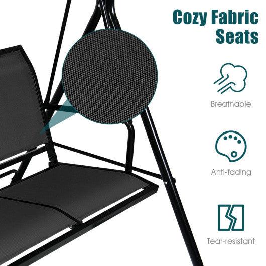 3 Person Patio Swing with Polyester Angle Adjustable Canopy at Set Shop and Smile