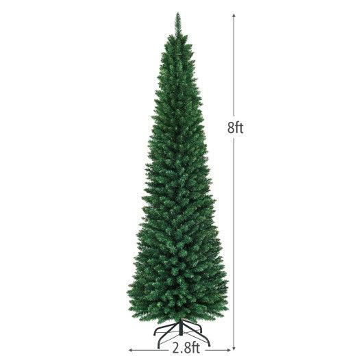 PVC Artificial Slim Pencil Christmas Tree-8 Feet at Set Shop and Smile