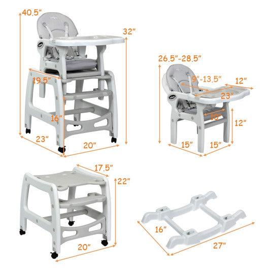 3-in-1 Baby High Chair with Lockable Universal Wheels-Gray at Set Shop and Smile