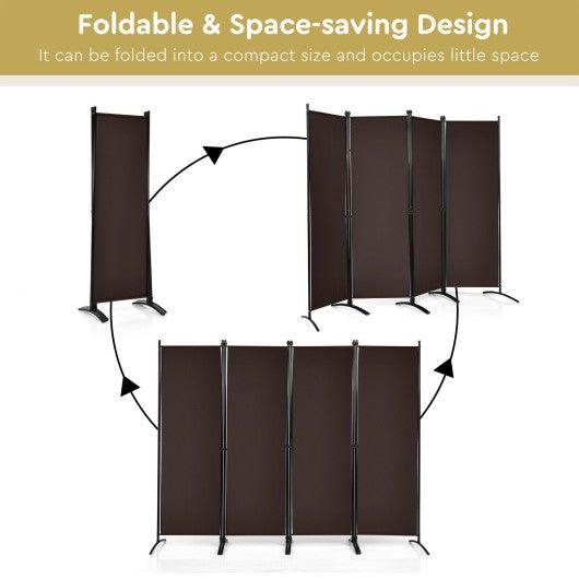 4-Panel Room Divider with Steel Frame-Brown at Set Shop and Smile