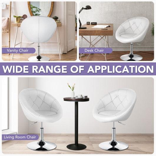 1 Piece Adjustable Modern Swivel Round Tufted-White at Set Shop and Smile