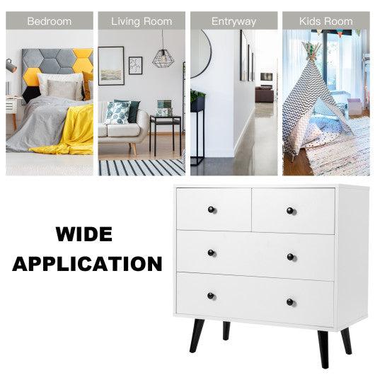 4 Drawers Dresser Chest of Drawers Free Standing Sideboard Cabinet-White at Set Shop and Smile