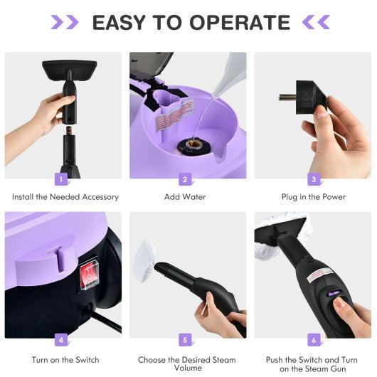 2000W Heavy Duty Multi-purpose Steam Cleaner Mop with Detachable Handheld Unit-Purple at Set Shop and Smile