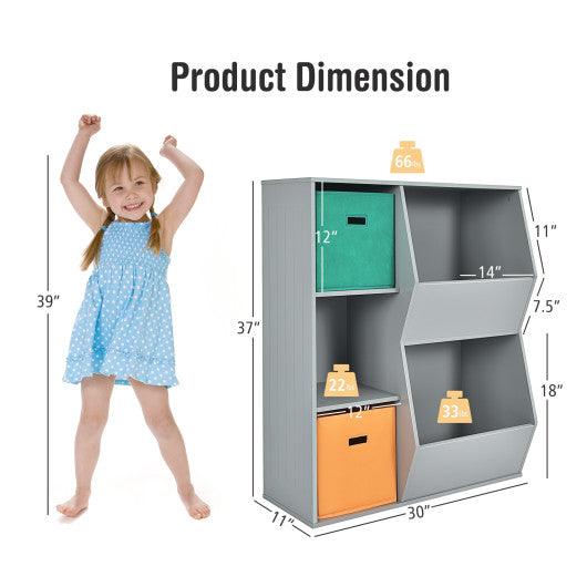 Kids Toy Storage Cabinet Shelf Organizer -Gray at Set Shop and Smile