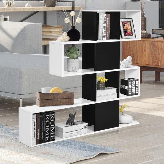 5-Tier Bookshelf Corner Ladder Bookcase with Storage Rack-Black & White at Set Shop and Smile