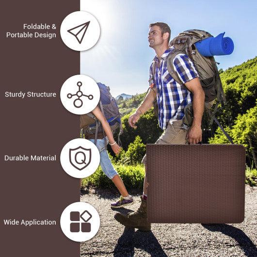 6 Feet Folding Portable Rattan Table with Carrying Handle at Set Shop and Smile