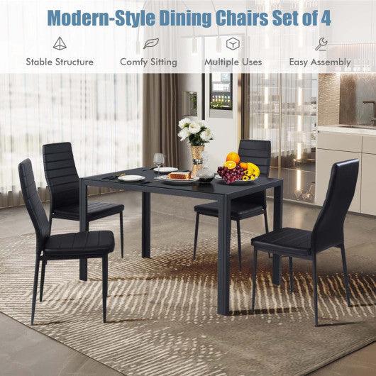 4 Pieces Modern Leather Dinning Chairs Set with Metal Frame at Set Shop and Smile