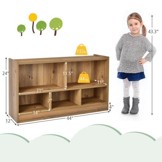 Kids 2-Shelf Bookcase 5-Cube Wood Toy Storage Cabinet Organizer-Natural at Set Shop and Smile