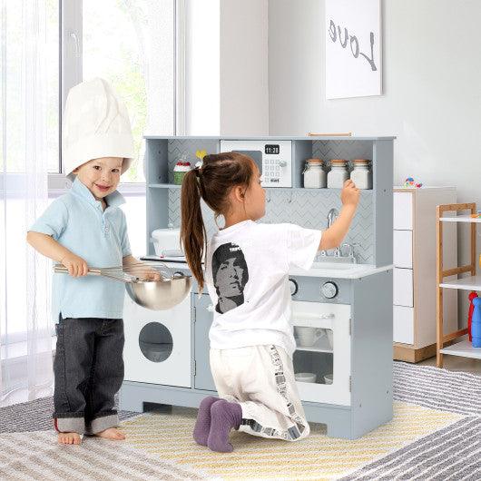 Pretend Play Kitchen Wooden Toy Set for Kids with Realistic Light and Sound at Set Shop and Smile