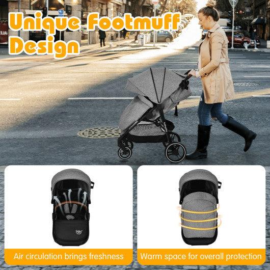 5-Point Harness Lightweight Infant Stroller with Foot Cover and Adjustable Backrest-Gray at Set Shop and Smile