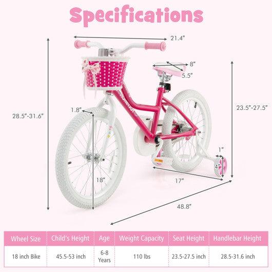Kids Bicycle 18 Inch Toddler and Kids Bike with Training Wheels for 6-8 Year Old Kids-Pink at Set Shop and Smile