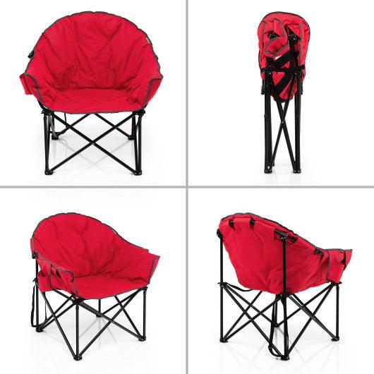 Folding Camping Moon Padded Chair with Carrying Bag-Red at Set Shop and Smile
