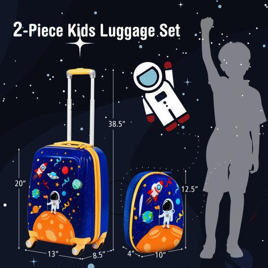 2PC Kids Luggage Set Rolling Suitcase & Backpack-Navy at Set Shop and Smile