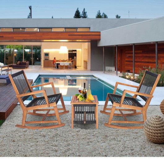 3 Pieces Acacia Wood Rocking Bistro Set at Set Shop and Smile