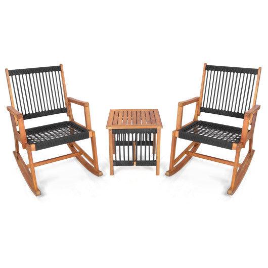 3 Pieces Acacia Wood Rocking Bistro Set at Set Shop and Smile