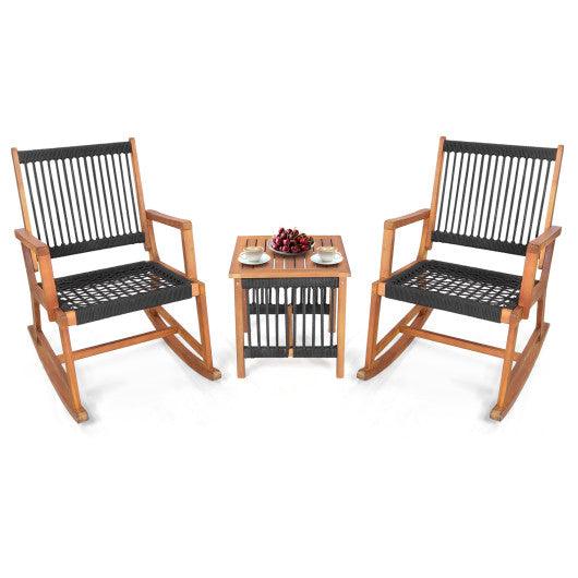 3 Pieces Acacia Wood Rocking Bistro Set at Set Shop and Smile