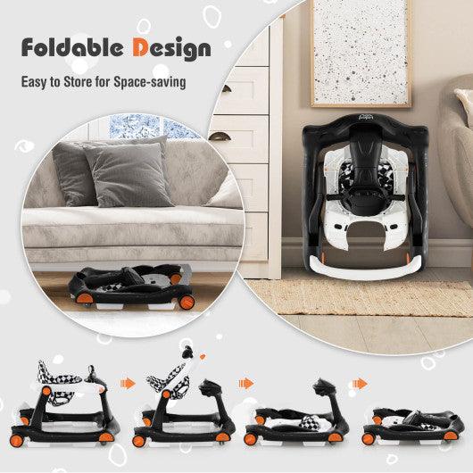 2-in-1 Foldable Activity Push Walker with Adjustable Height-Black at Set Shop and Smile