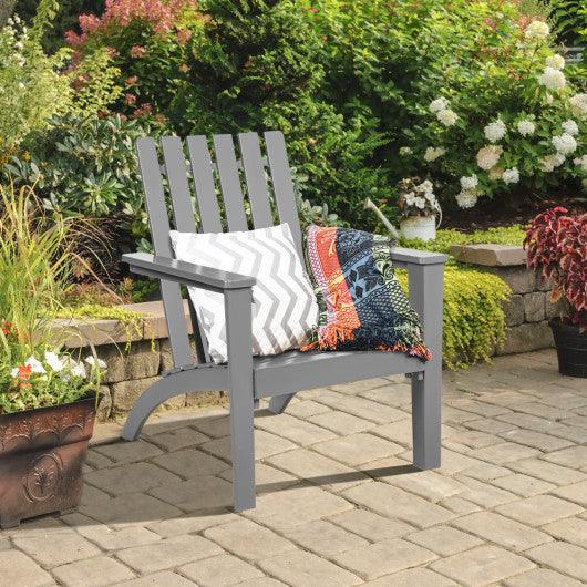 Outdoor Durable Patio Acacia Wood Adirondack Lounge Armchair-Gray at Set Shop and Smile