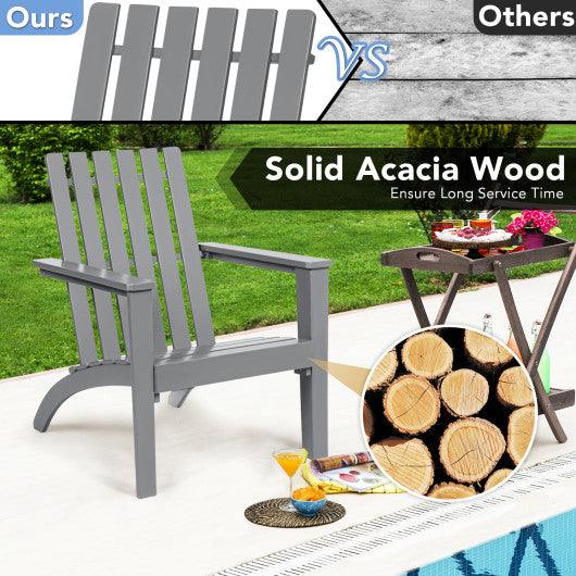 Outdoor Durable Patio Acacia Wood Adirondack Lounge Armchair-Gray at Set Shop and Smile