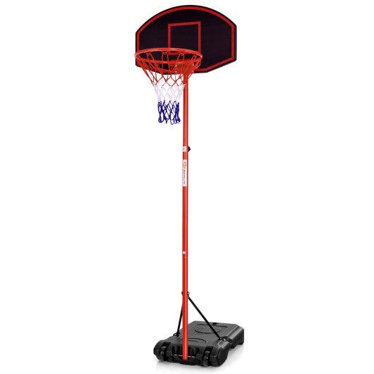 Adjustable Basketball Hoop System Stand Portable with 2 Wheels Fillable Base-Black & Red at Set Shop and Smile
