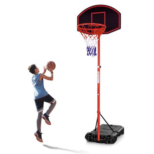 Adjustable Basketball Hoop System Stand Portable with 2 Wheels Fillable Base-Black & Red at Set Shop and Smile
