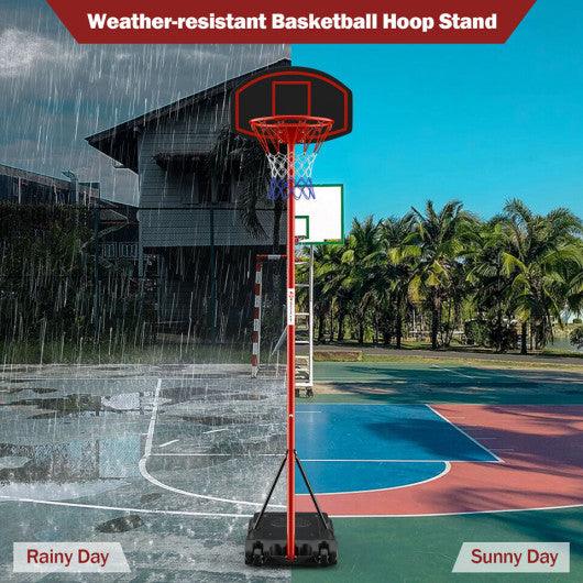 Adjustable Basketball Hoop System Stand Portable with 2 Wheels Fillable Base-Black & Red at Set Shop and Smile