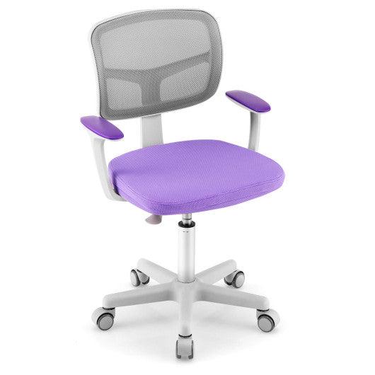 Adjustable Desk Chair with Auto Brake Casters for Kids-Purple at Set Shop and Smile