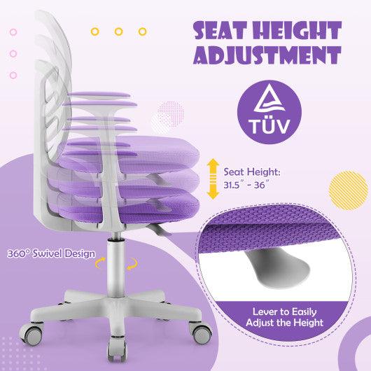 Adjustable Desk Chair with Auto Brake Casters for Kids-Purple at Set Shop and Smile