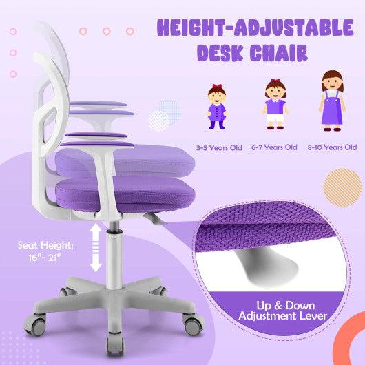 Adjustable Desk Chair with Auto Brake Casters for Kids-Purple at Set Shop and Smile