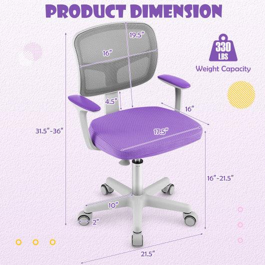 Adjustable Desk Chair with Auto Brake Casters for Kids-Purple at Set Shop and Smile