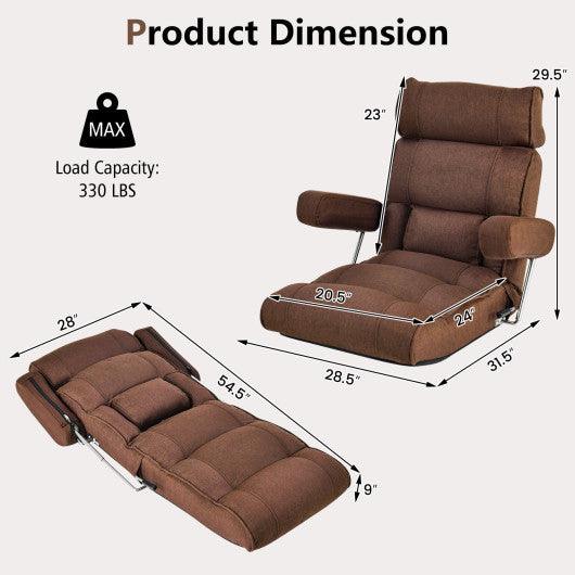 Adjustable Folding Sofa Chair with 6 Position Stepless Back-Brown at Set Shop and Smile