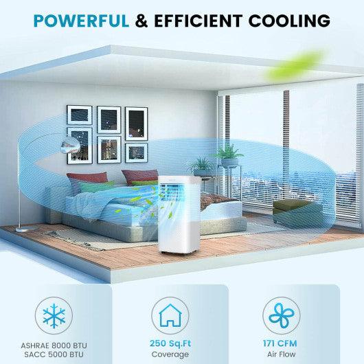 4-in-1 8000 BTU Air Conditioner with Cool Fan Dehumidifier and Sleep Mode-White at Set Shop and Smile