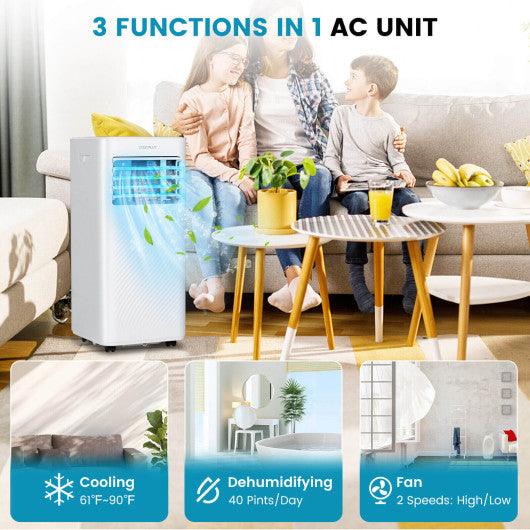 4-in-1 8000 BTU Air Conditioner with Cool Fan Dehumidifier and Sleep Mode-White at Set Shop and Smile