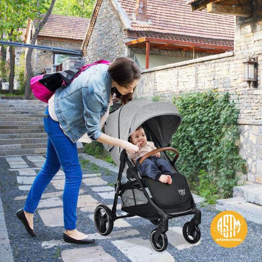 5-Point Harness Lightweight Infant Stroller with Foot Cover and Adjustable Backrest-Gray at Set Shop and Smile