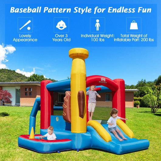 Baseball Themed Inflatable Bounce House with Ball Pit and Ocean Balls at Set Shop and Smile