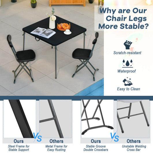 2 Pieces Outdoor Folding Chair Set with Sturdy Frame and Ergonomic Backrest-Black at Set Shop and Smile