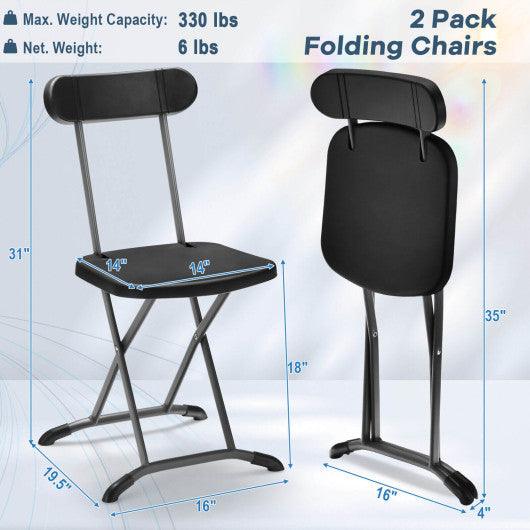 2 Pieces Outdoor Folding Chair Set with Sturdy Frame and Ergonomic Backrest-Black at Set Shop and Smile