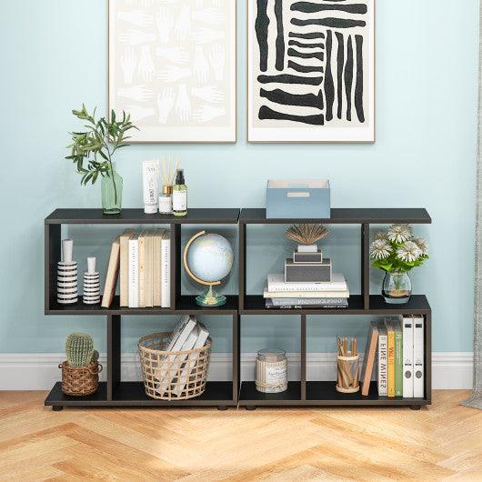24 Inch 3-Tier Geometric Bookshelf with Thick Foot Pads-Black at Set Shop and Smile