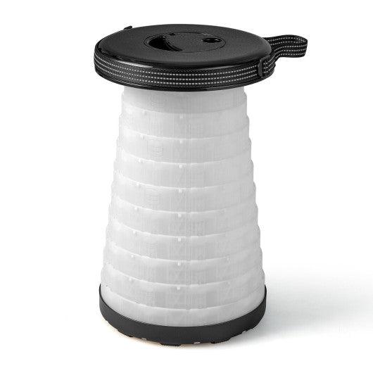 3 Pieces Folding Camping Table Stool Set with 2 Retractable LED Stools-Black at Set Shop and Smile