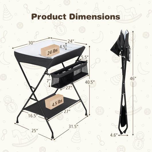 Baby Storage Folding Diaper Changing Table-Black at Set Shop and Smile